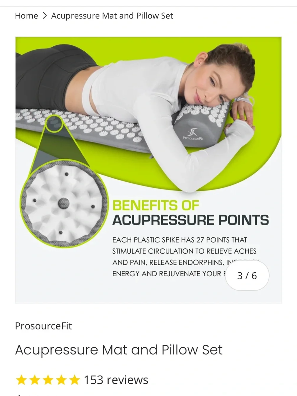 ProsourceFit Foam Acupressure Mat for Home Relaxation, new!
